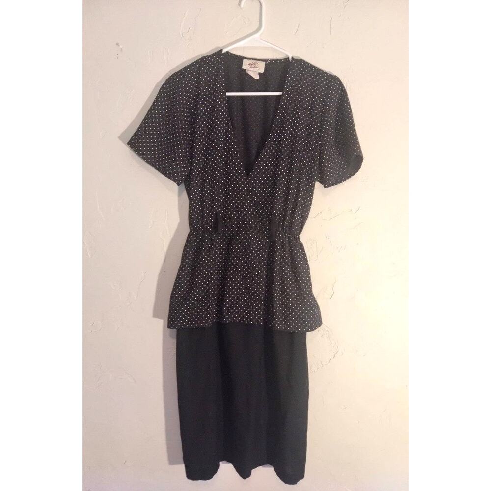 Vintage 80s Peplum Secretary Dress Size 3/4